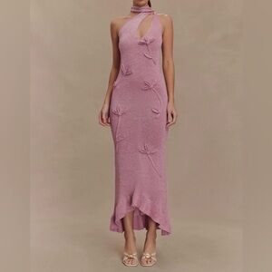 Meshki Celestino Floral Metallic Knit Dress- medium